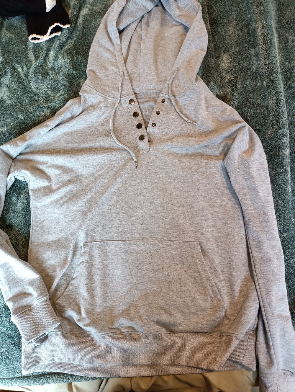 Heather Gray Pullover Hoodie with Front Pocket